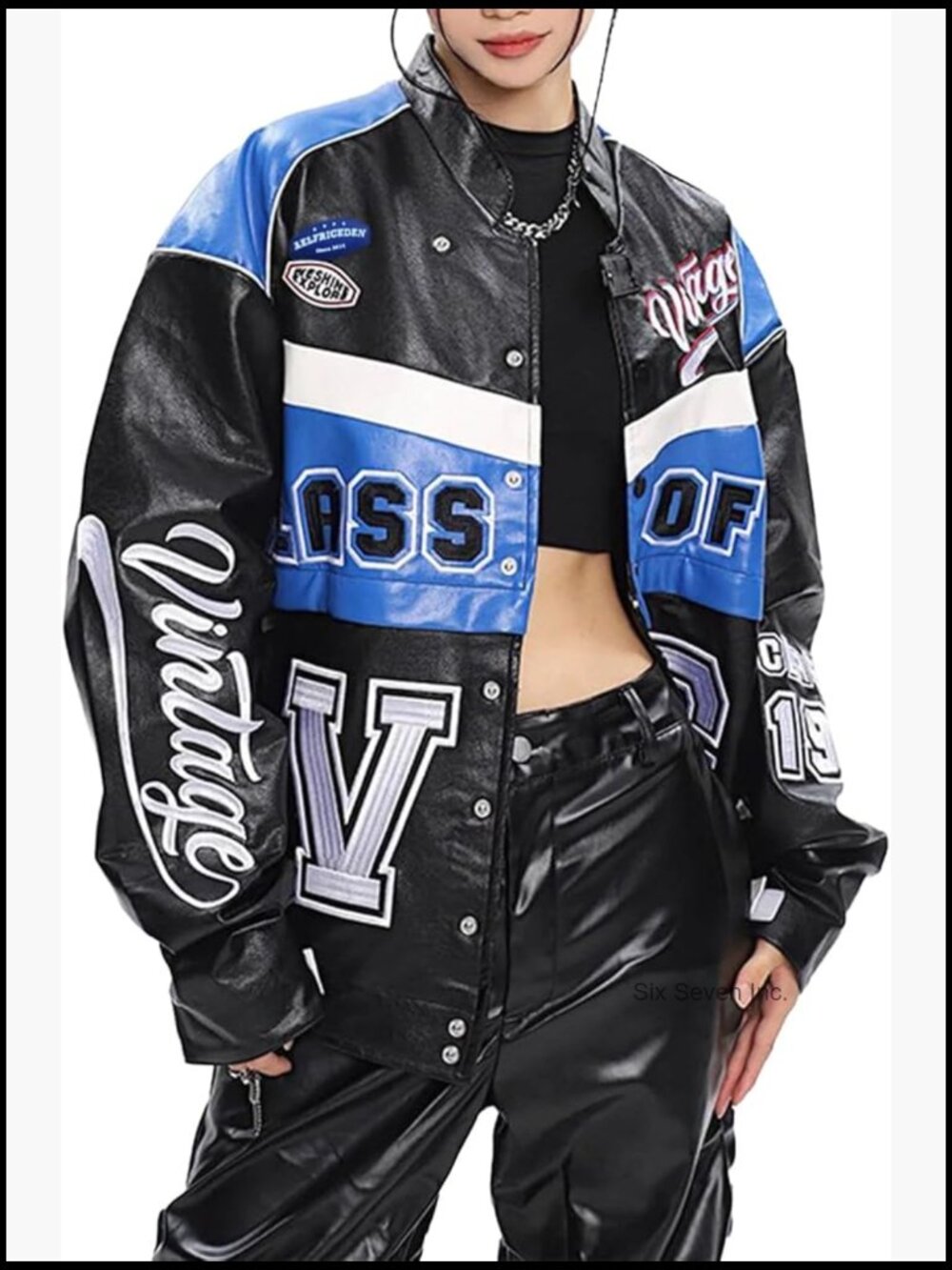 Faux Leather Y2K Detachable Racing Jacket Oversized Trendy